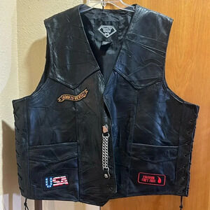 Leather biker vest, size 2X